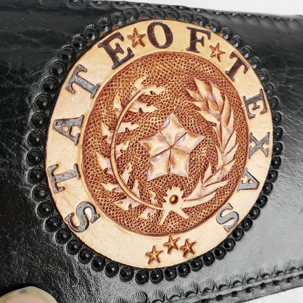 State Of Texas Embossed Handcrafted Leather Cred Pack Wallet